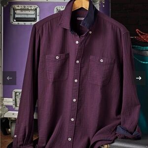 NWOT 32 Bar Blues Mens 2XL Purple Textured Cotton Gauze Long Sleeve Shirt